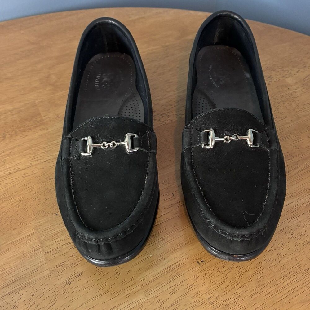 SAS Tripad Comfort Women’s Black Suede Flat Slip On Loafers Size 7N